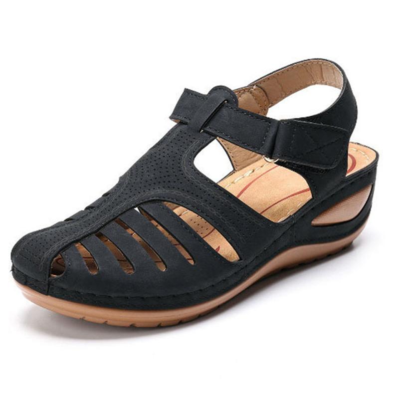 Belifi - Soft PU Leather Closed Toe Vintage Anti-Slip Sandals