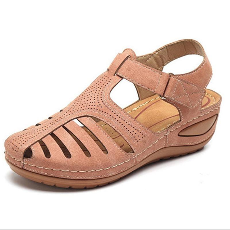 Belifi - Soft PU Leather Closed Toe Vintage Anti-Slip Sandals