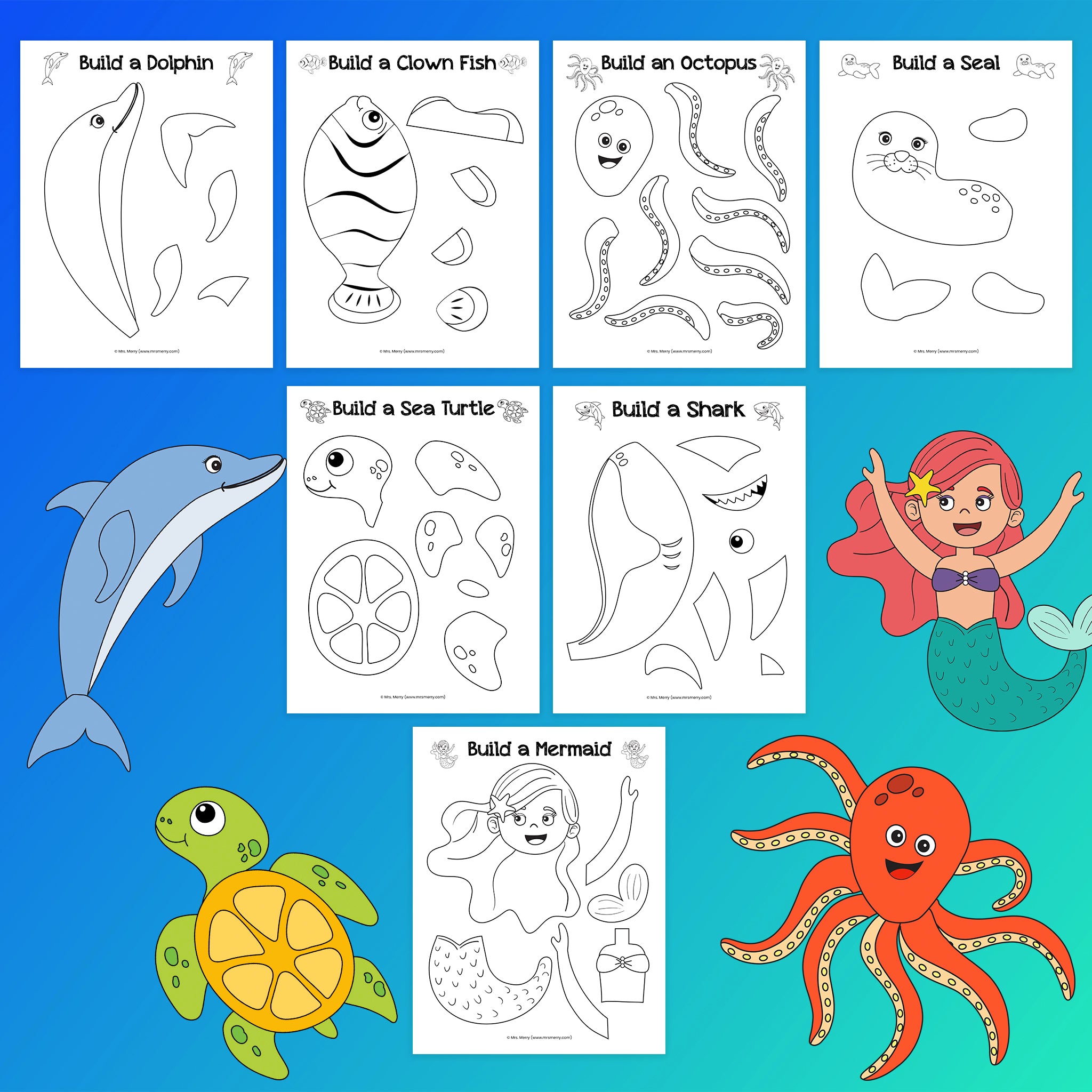 Ocean Animals Craft Bundle – Mrs. Merry