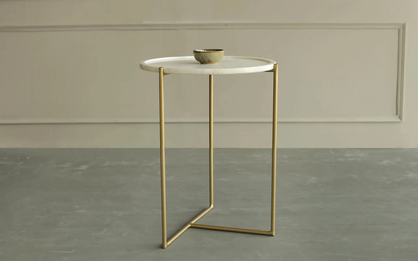 Stool made up of Marble & Iron, Golden