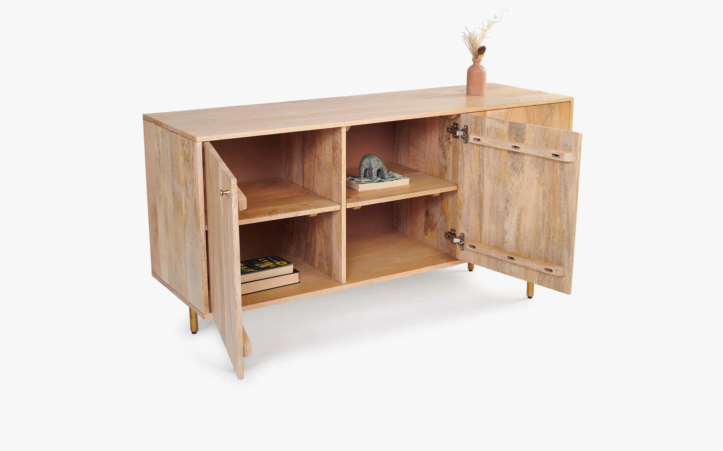 Sideboard with 2 doors made up of Mango Wood, Natural