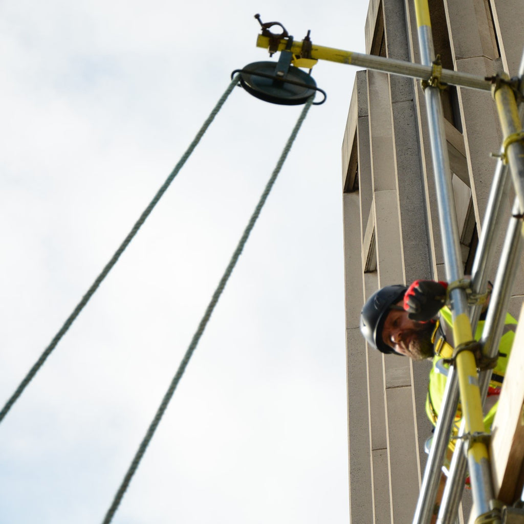 Scaffolding Hoist And Pulley Wheel In Construction Site Stock Photo  Download Image Now IStock