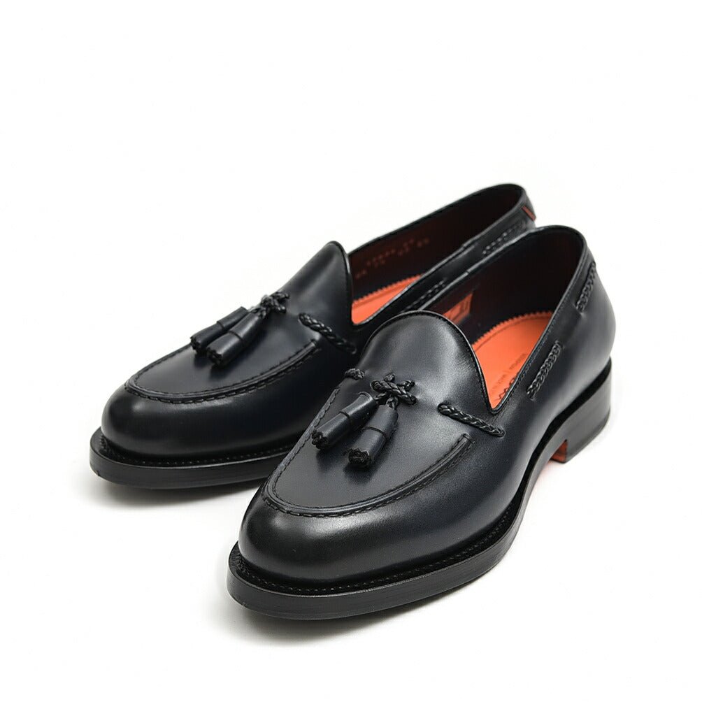 シンプルでおしゃれ 未使用 SANTONI 9 16712 タッセルローファー 茶 箱