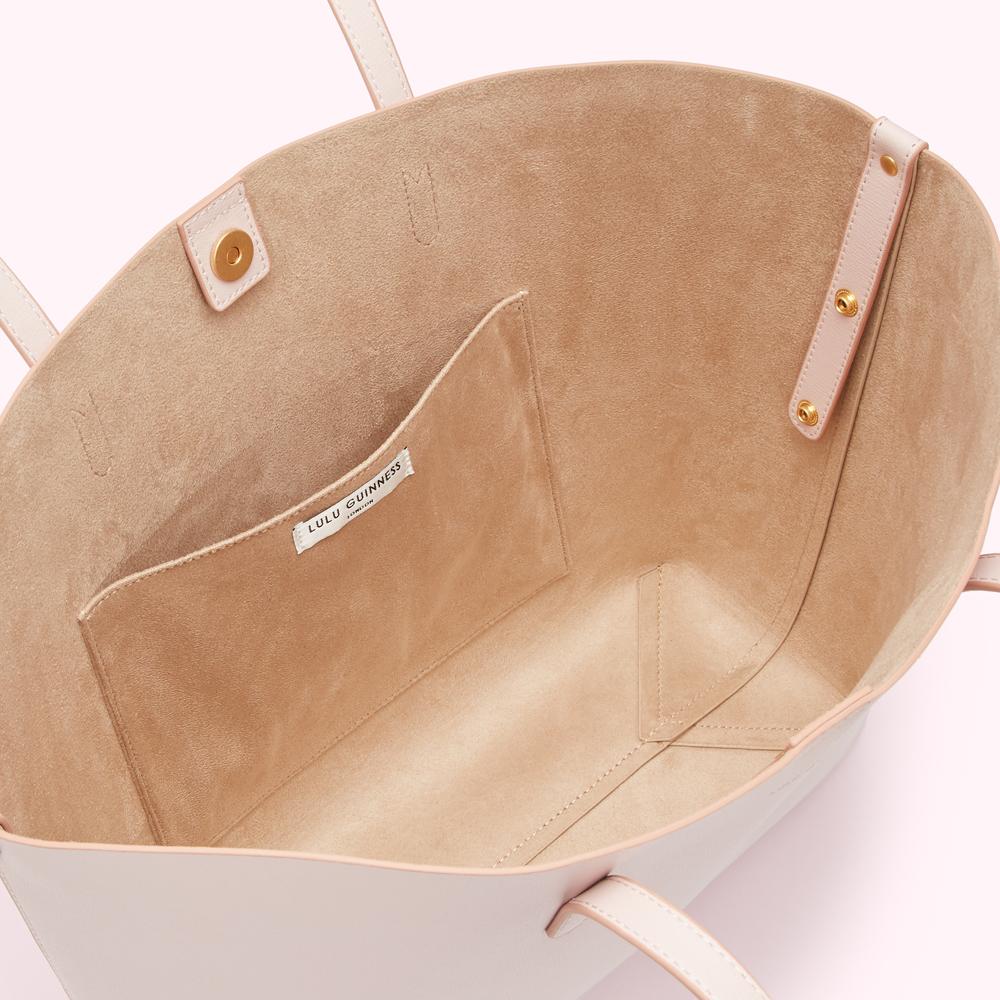 blush leather tote bag