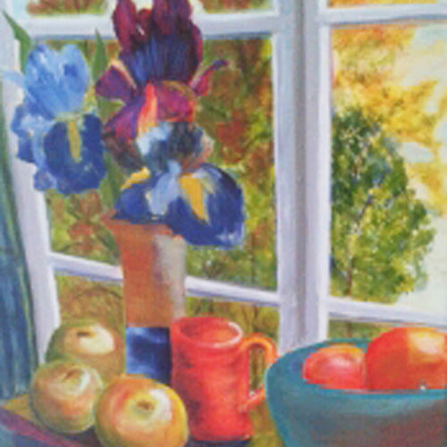 Irises by Celia Busby acrylic painting