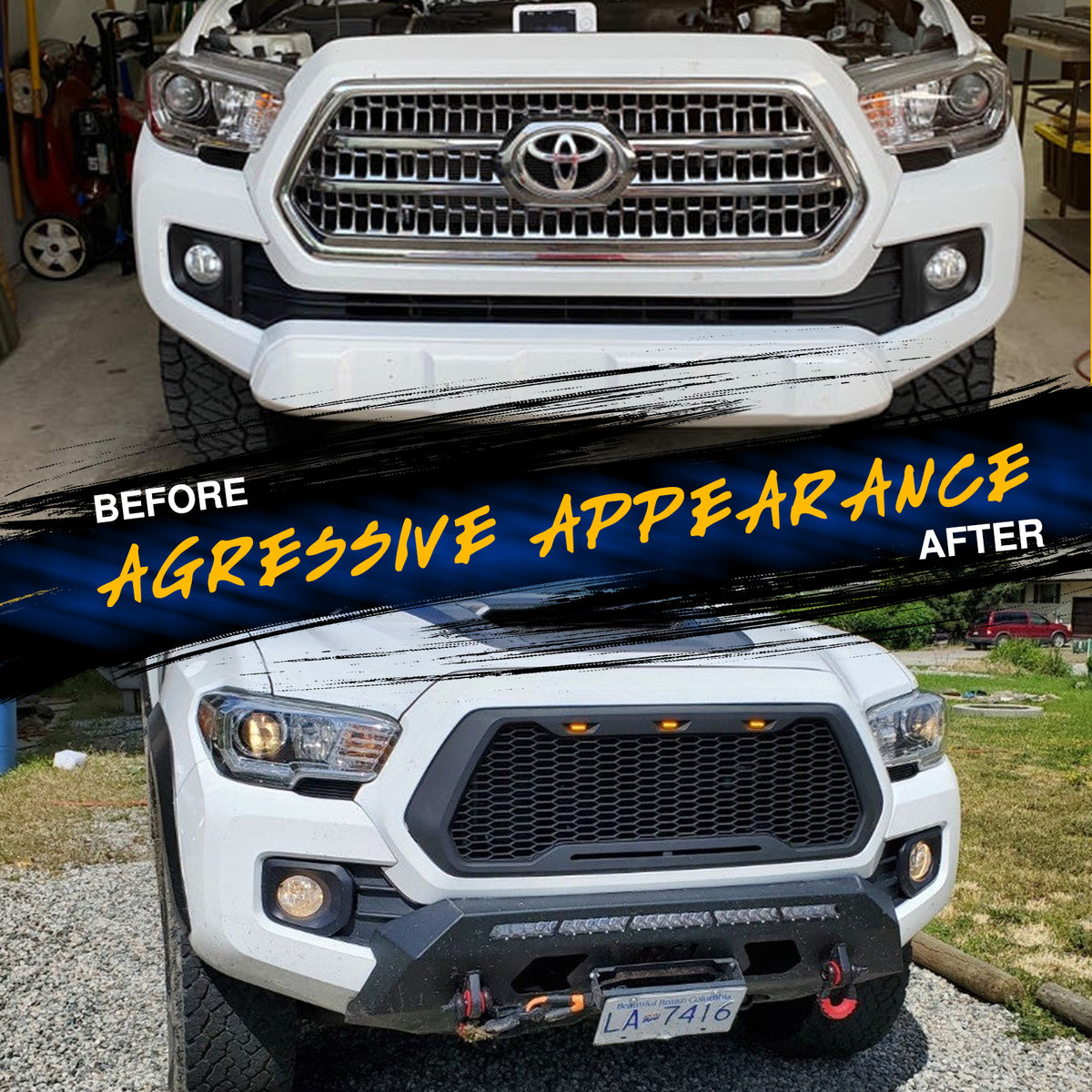 ZGAUTO Replacement ABS Upper Grille Fits for Tacoma 2016-2017 with LED Lights 