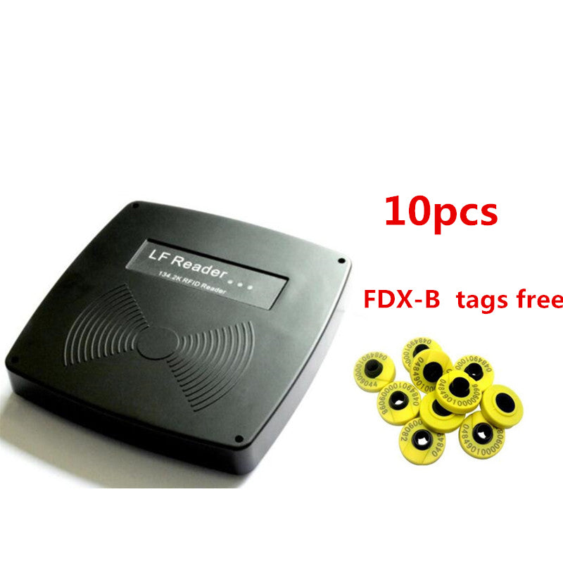 Long distance rfid reader 134.2khz fdx-b rf scanner rs232 rs485 animal tag readers with 10 em4305 ear tags free