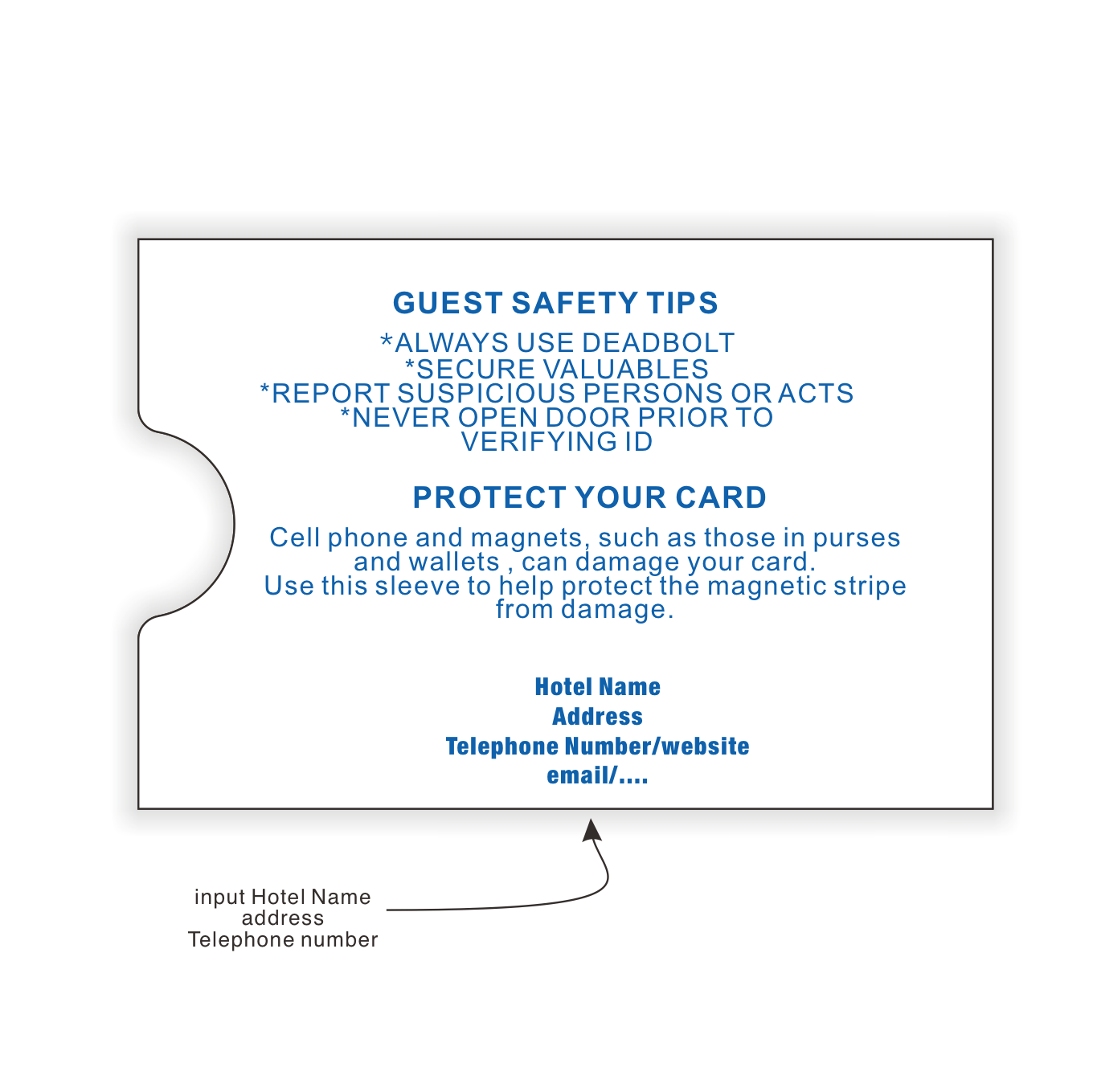 Customizable Cashier Depot hotel Keycard Envelope/Sleeve" Welcome Enjoy your stay!" 2-3/8" x 3-1/2"