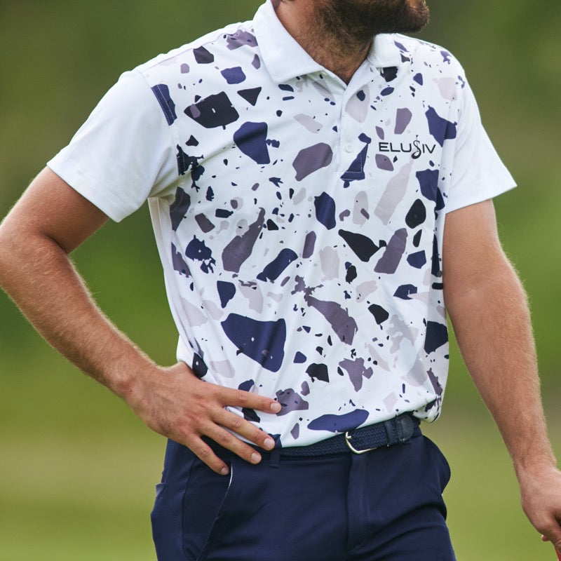 blue camo golf shirt