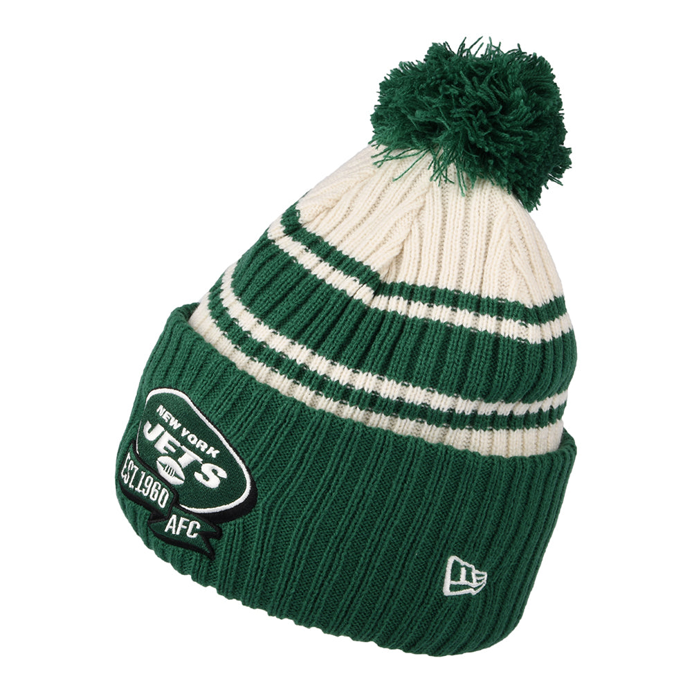 Youth Green New York Jets Jacquard Cuffed Knit Hat with Pom