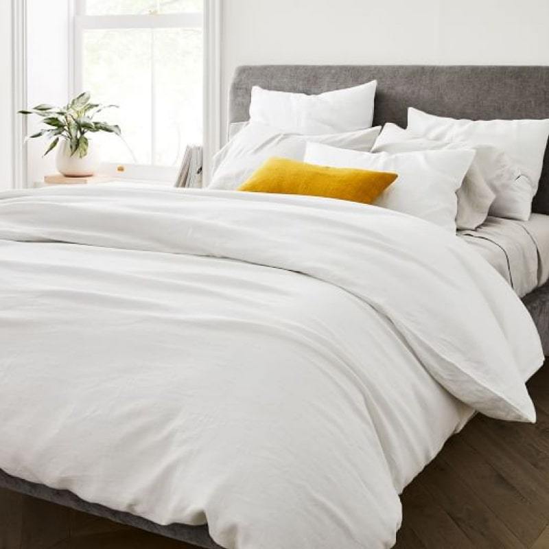 off white linen duvet