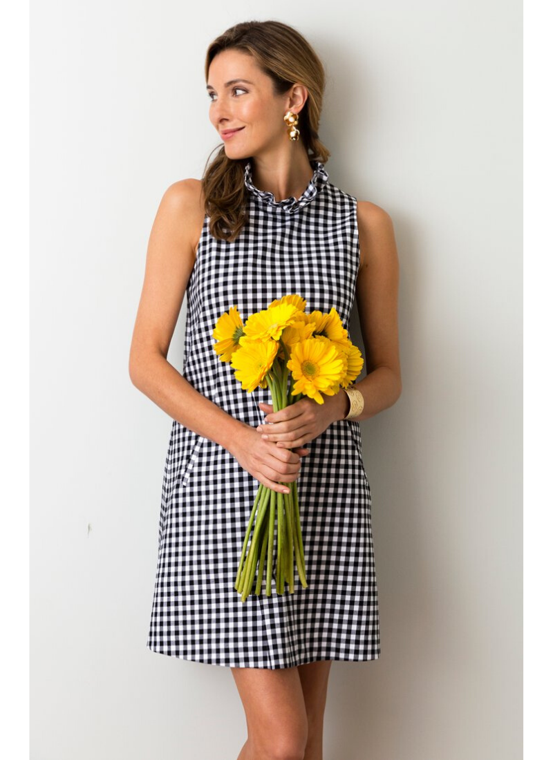 yellow and white gingham dress