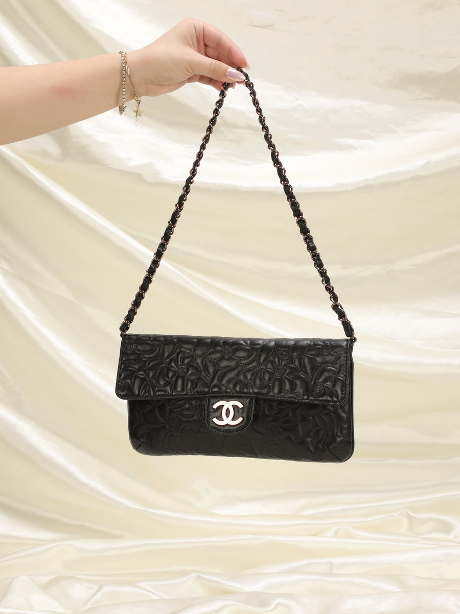 Extremely Rare Chanel Rose Gold Lambskin Camellia Flap Bag
