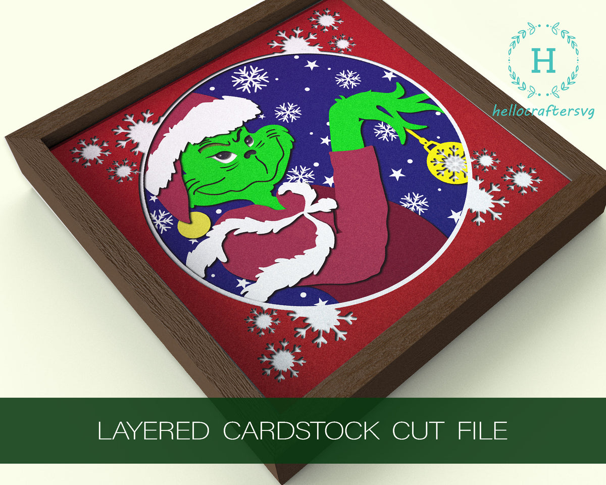 Grinch Shadow Box SVG: A Festive and Whimsical Holiday Decoration