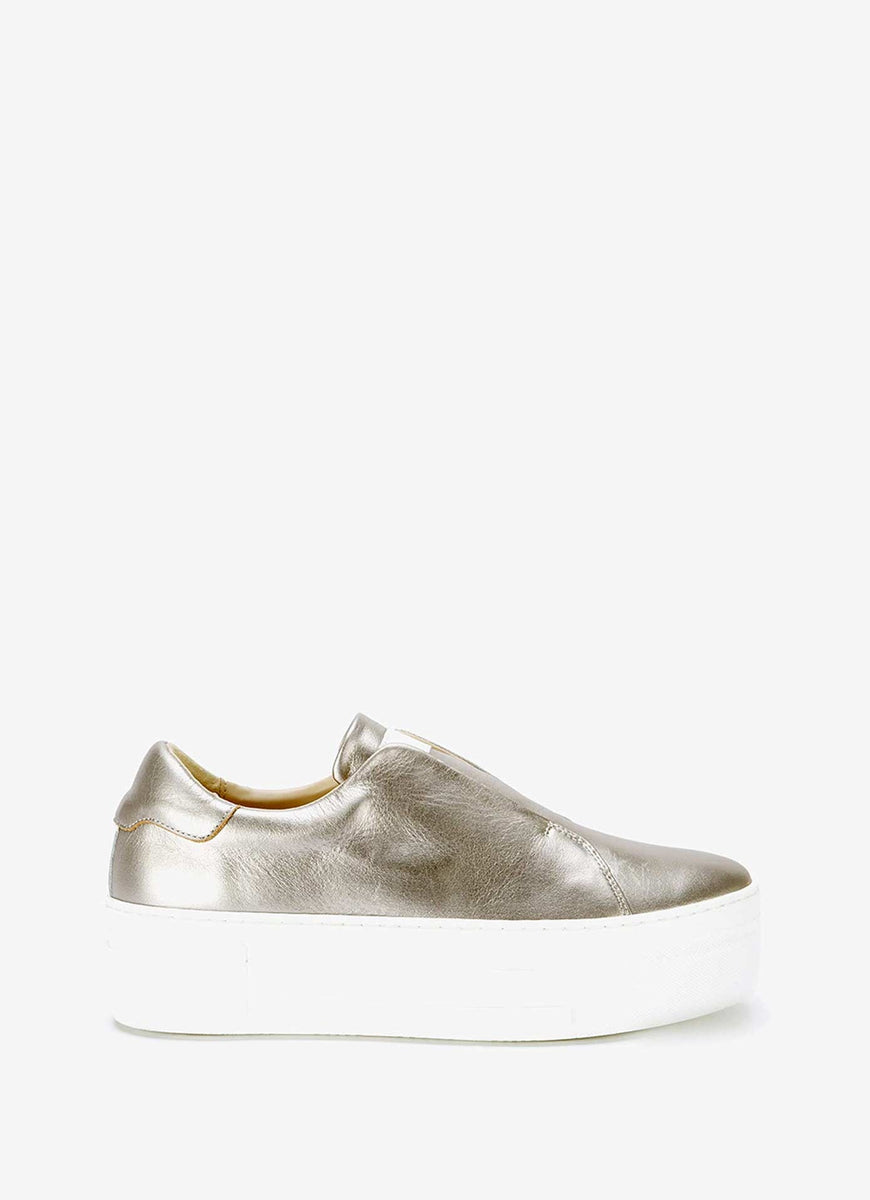 gold flatform trainers