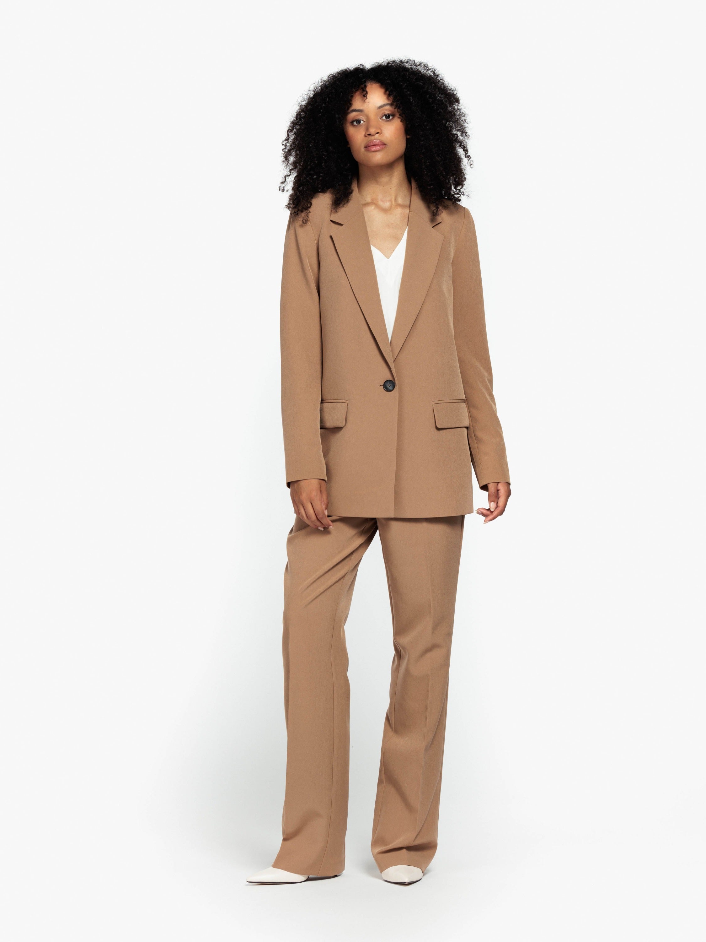 camel color women's suit