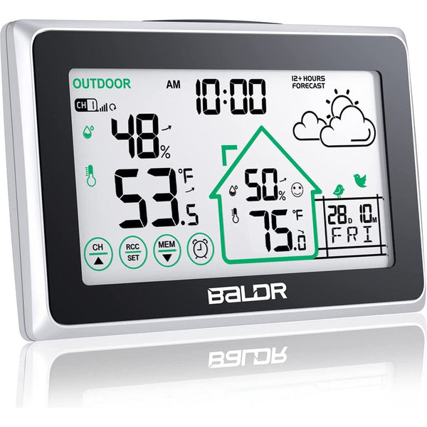 Baldr Digitaal Weerstation | Binnen / Buiten Thermometer & Monitor Kamertemperatuur, & Luchtconditie Zwart