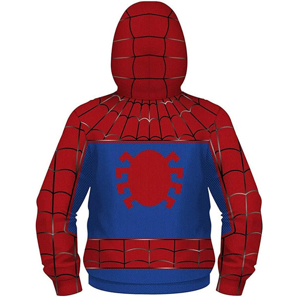 hond Isoleren Snooze Spiderman Hoodie -Voor Kinderen - Miles Morales - Zip-up Jas - Cosplay  Sweatshirt - Hallo Carnaval - Hooded Kostuum - Rood Blauw