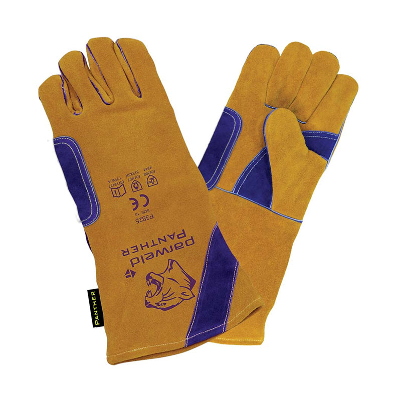 Parweld Panther Canadian Rigger Gloves Tan Purple. Gold 