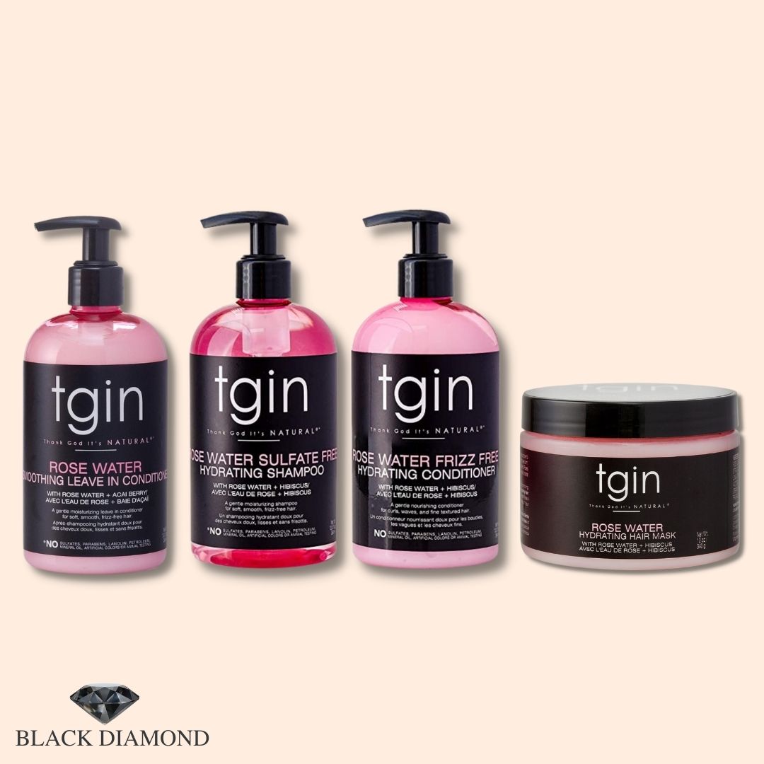 TGIN Rose Water Sulfate Free Hydrating Shampoo,Conditioner, In – Black Diamond