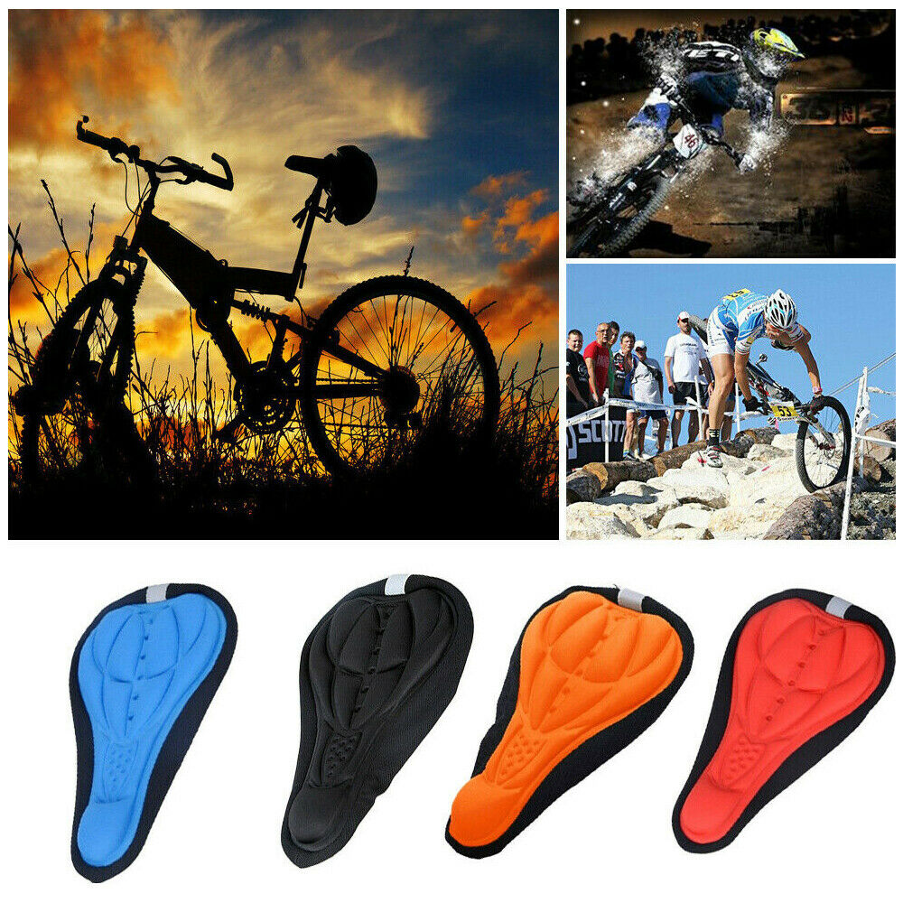 1-Bike Cycying 3D Gel Saddle Seat Cover Bicycle Silicone Soft Pad Padded Cushion