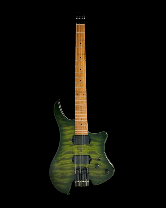 Haze Headless HH Maple HHL Electric Guitar - Green HL1APQTGR