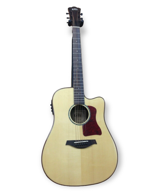 Gosila Solid Spruce Top Fishman Pickup/Tuner Cutaway Acoustic Guitar - Natural CS801310CEQ