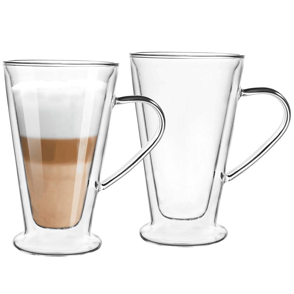 Sluiting uitlokken Hulpeloosheid Set van 2 dubbelwandige koffie of thee met oor glazen 400ml –  Fluitketelstore.nl