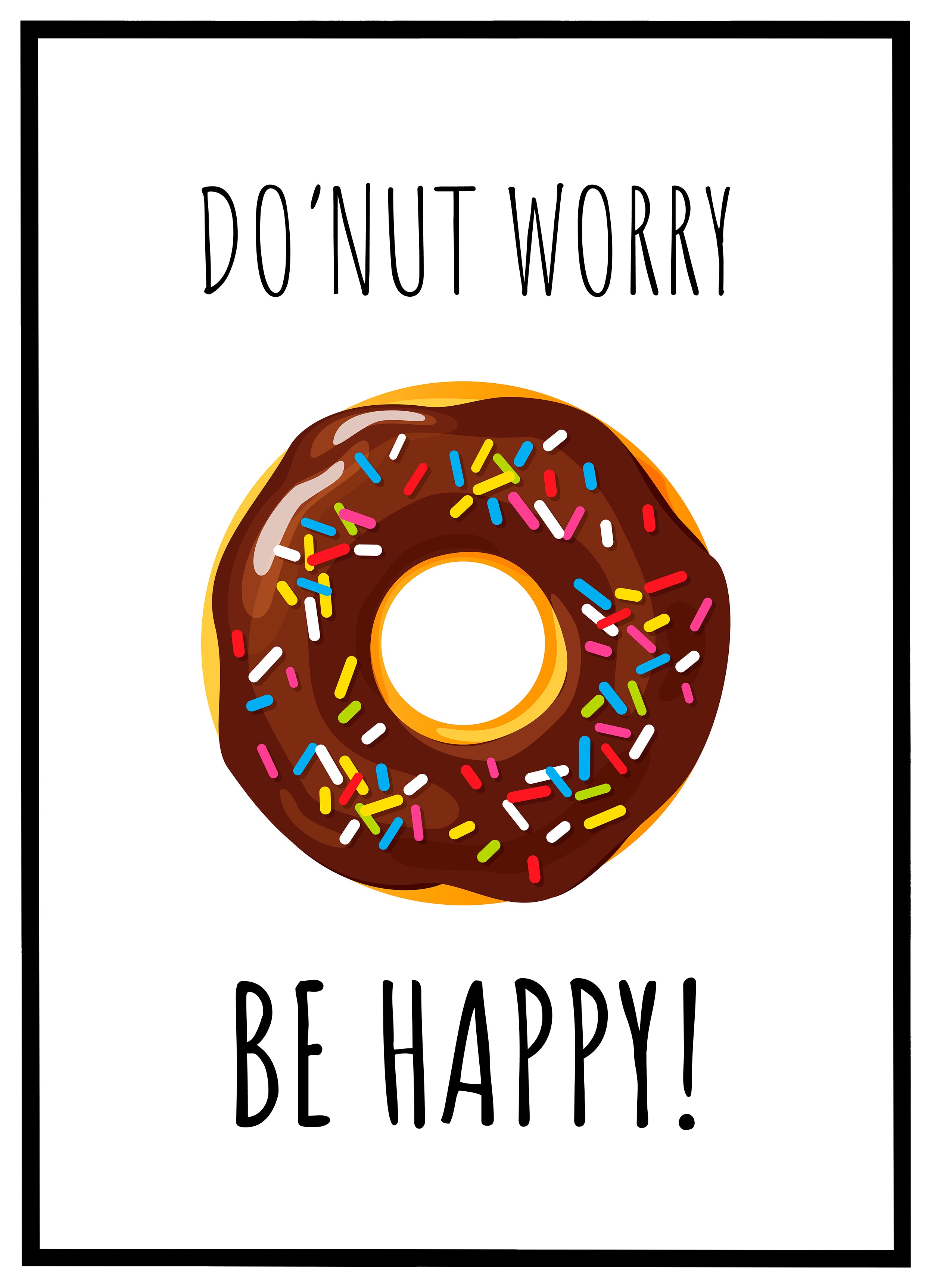 Donut Worry Be Happy - Plakat - Bareplakater.dk