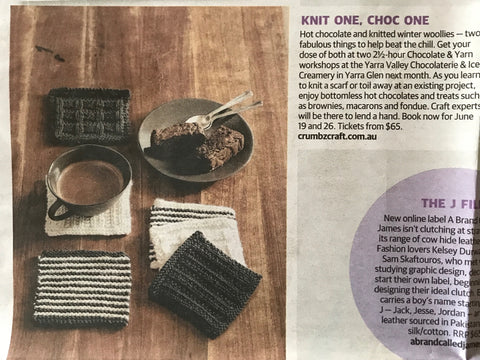 Herald Sun featuring Crumbz Craft's A Night of Chocolate & Yarn 