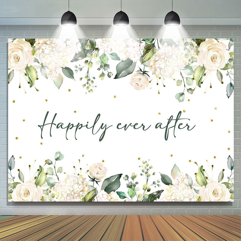 Happily Ever After White Floral Wedding Backdrop Lofaris 5221