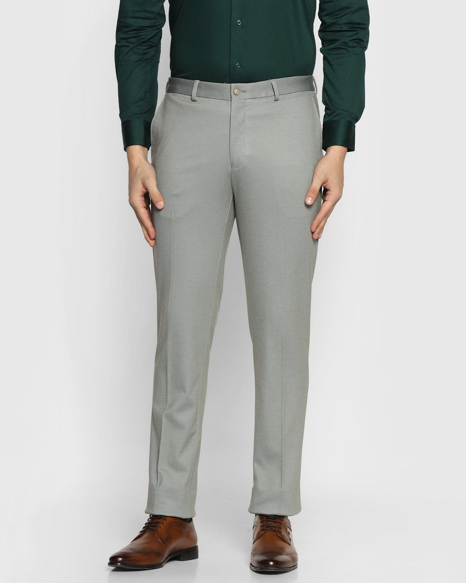 Textured Formal Trousers In Olive B-91 (Stret)