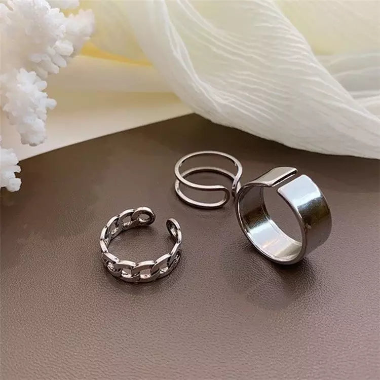 3 Korean Geometric Rings - Bling Little Thing