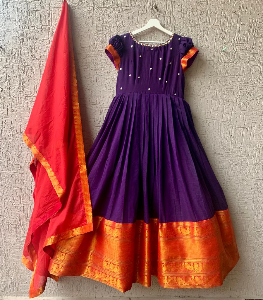 Purple Narayanpet Long Dress – myRiti