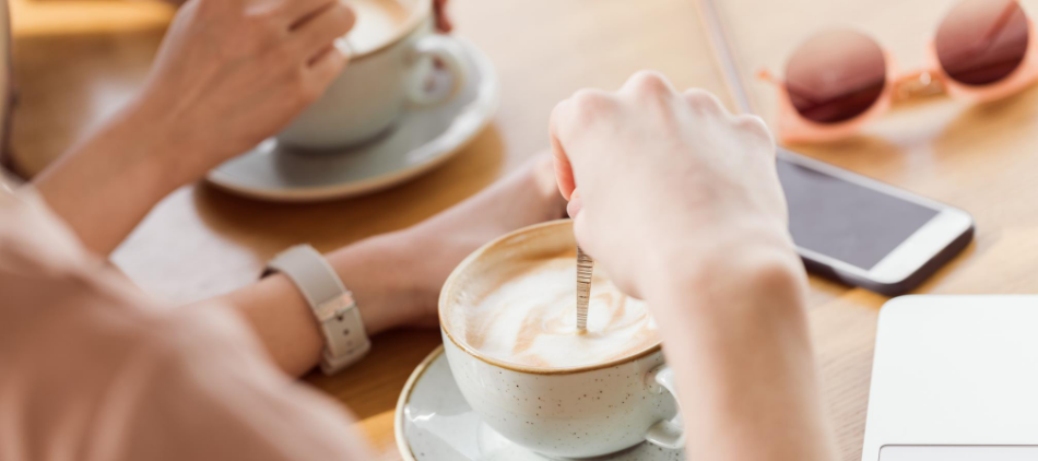 Two ladies having coffee