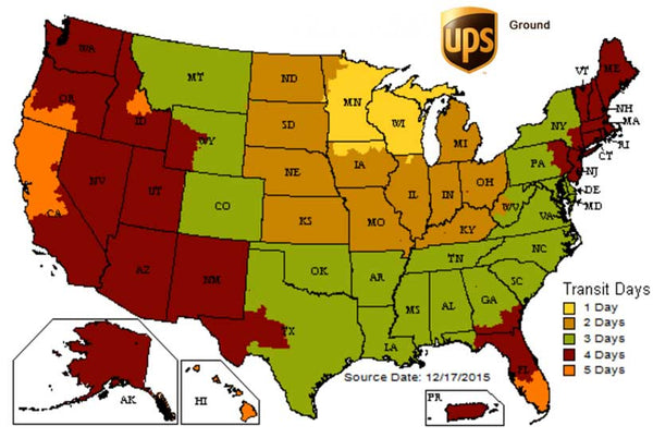 UPS Ground delivery maps
