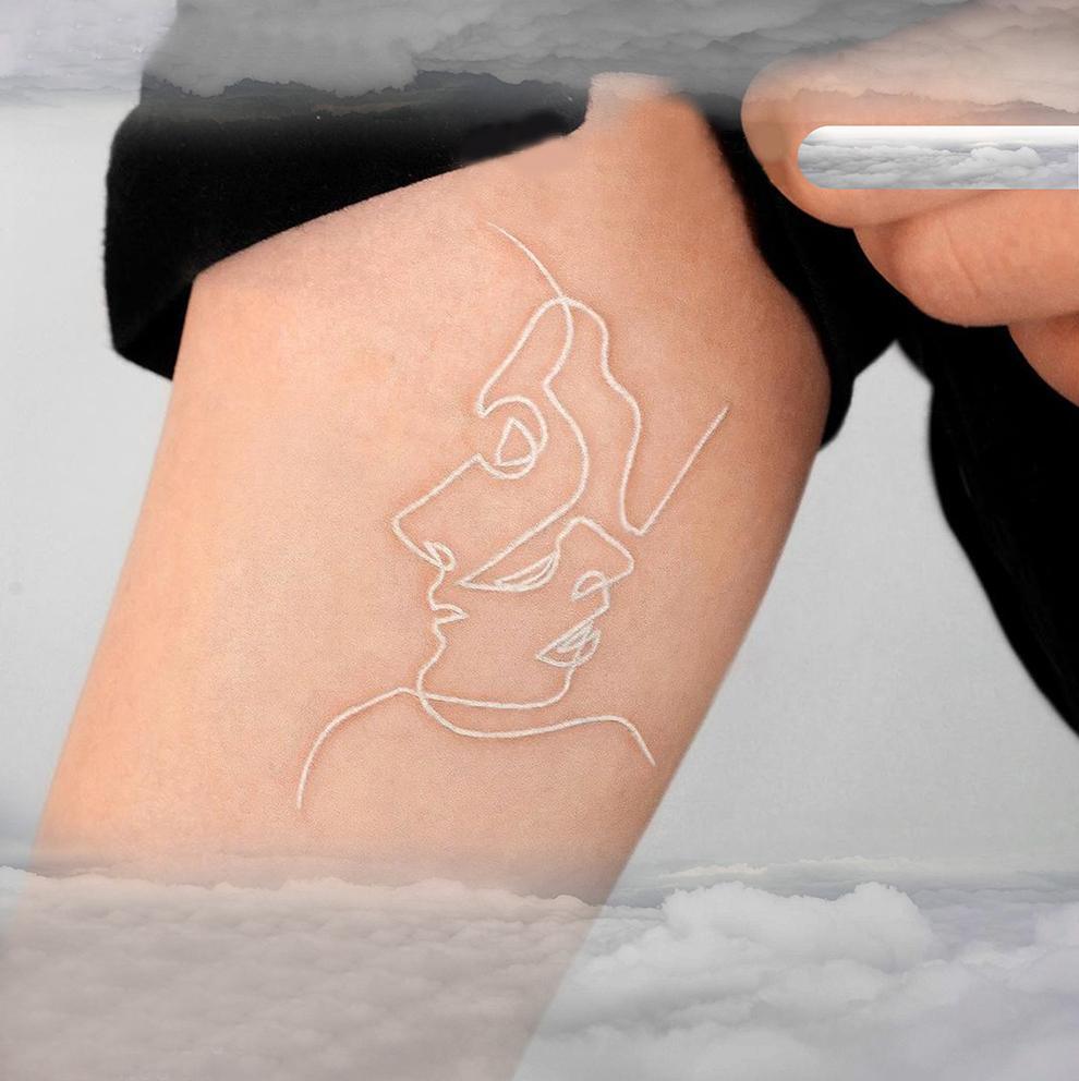 White Portrait Temporary Tattoo - StiCool