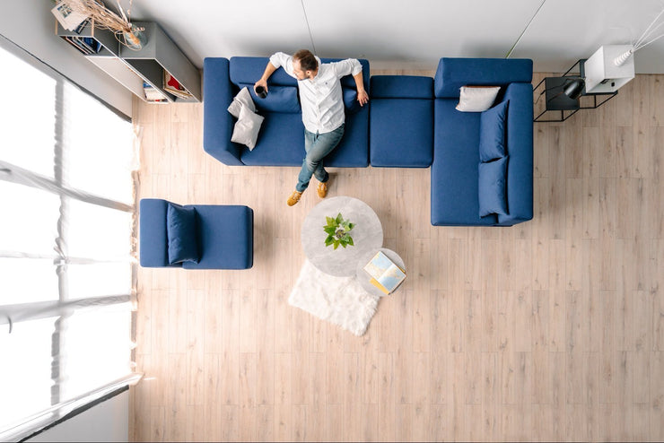 Modulares Sofa Jenny mit Schlaffunktion - Stoff Baumwolle - Livom