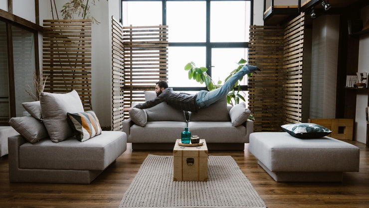 Modulares Sofa Mandy mit Schlaffunktion - Stoff Baumwolle - Livom