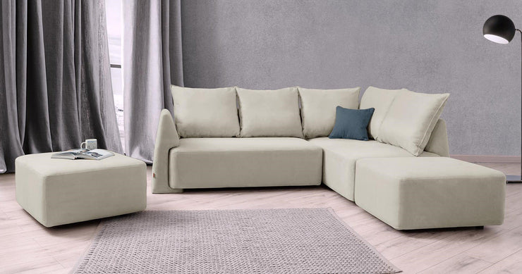 Modulares Sofa May mit Schlaffunktion - Stoff Baumwolle - Livom