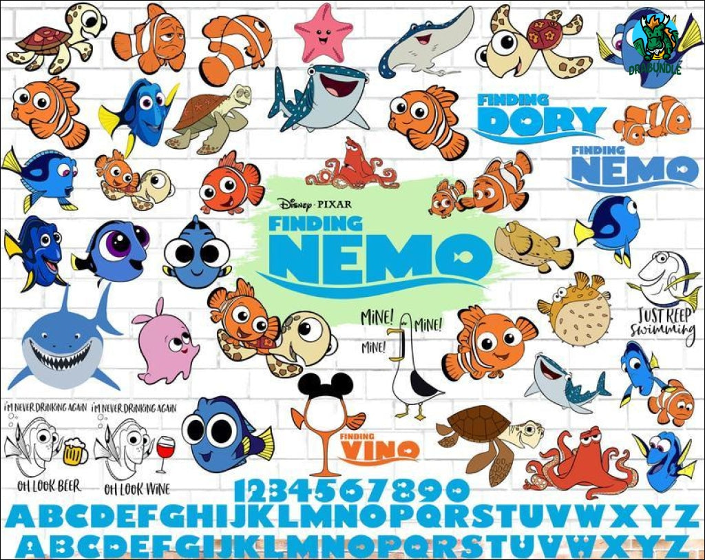 Bundle Finding Nemo SVG for Cricut Finding Nemo Font svg SVG Silhouette Dxf Quotes File Png Finding Nemo Bundle SVG