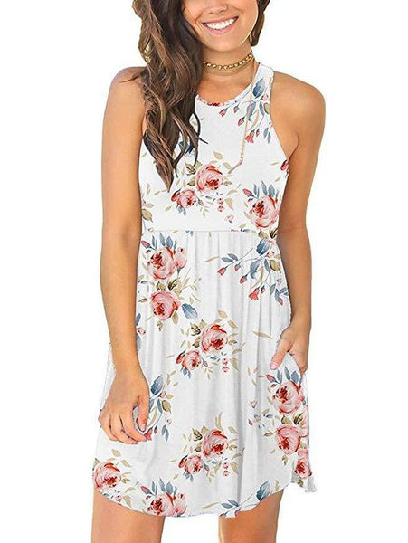 Vest Round Neck Pocket Floral Dress – InsStreet