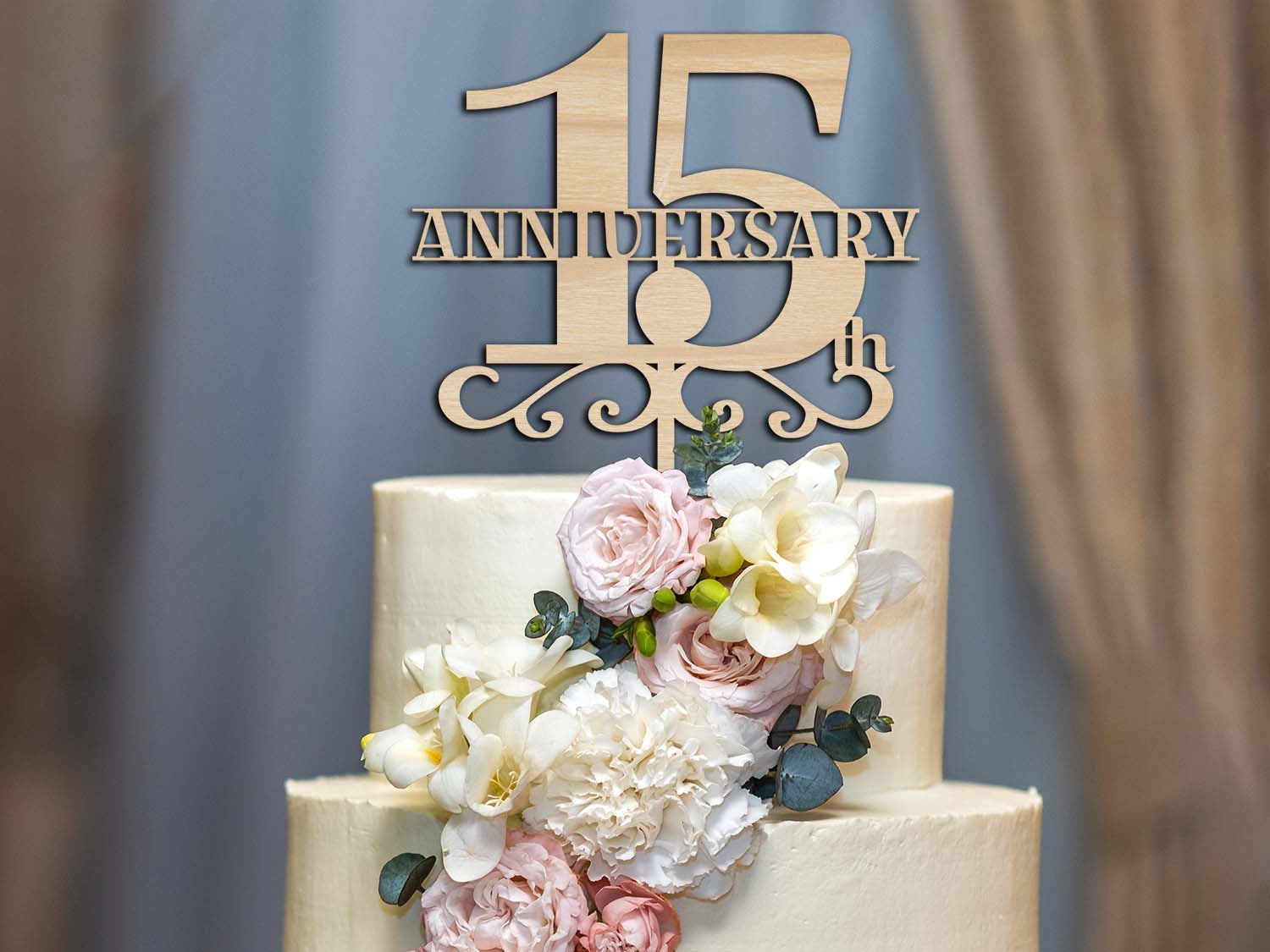 15th Anniversary Wooden Cake Topper – PGFactory.ie