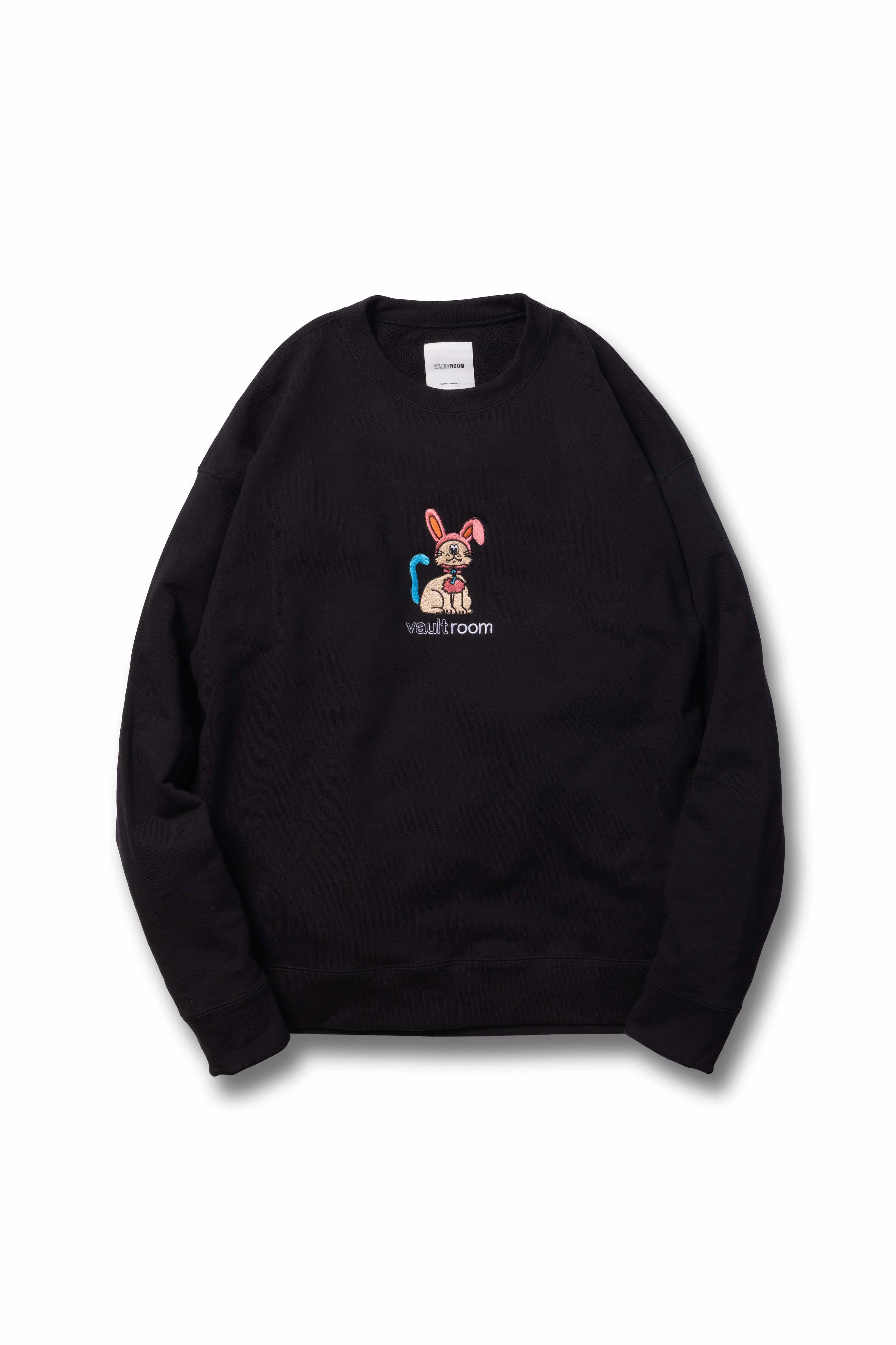 KEY CAT RABBIT COS CREWNECK / BLK – VAULTROOM