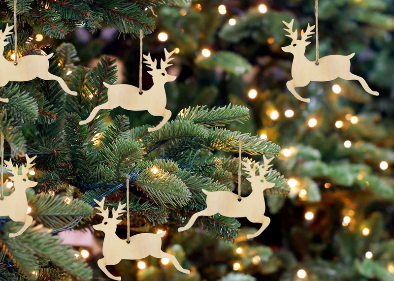 10pcs Wooden Cutout Xmas Tree Reindeer Antler Craft Christmas Party Decoration 