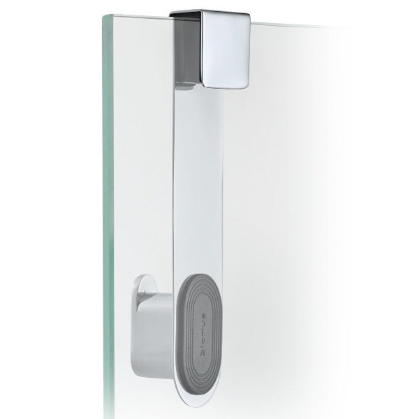 Brushed Stainless Steel Blomus Areo Over-Glass-Door Shower Hook w/ Rubber Back 
