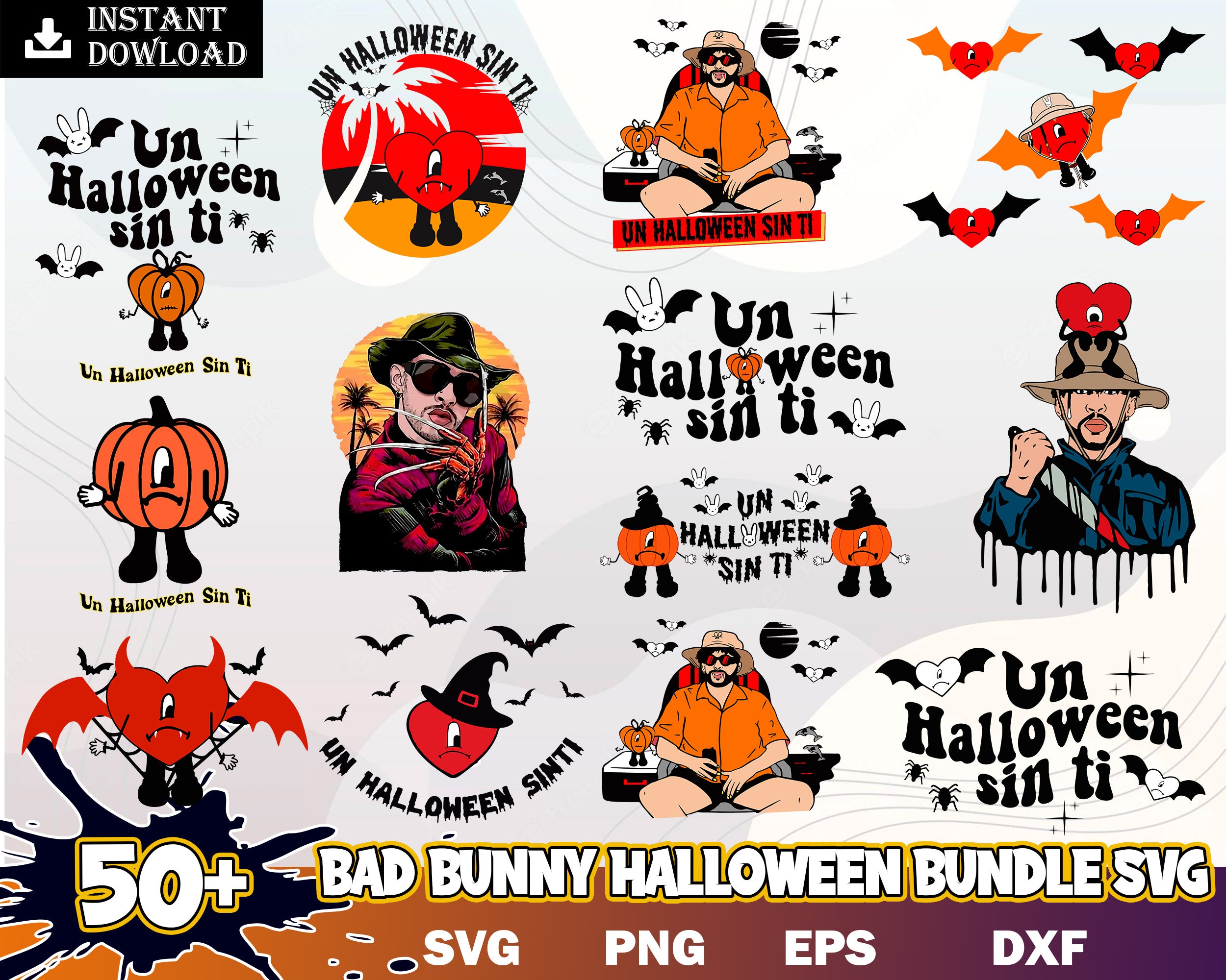 50+ Bad Bunny Halloween, Bad Bunny Horror SVG, Bad Bunny svg, Freddy K