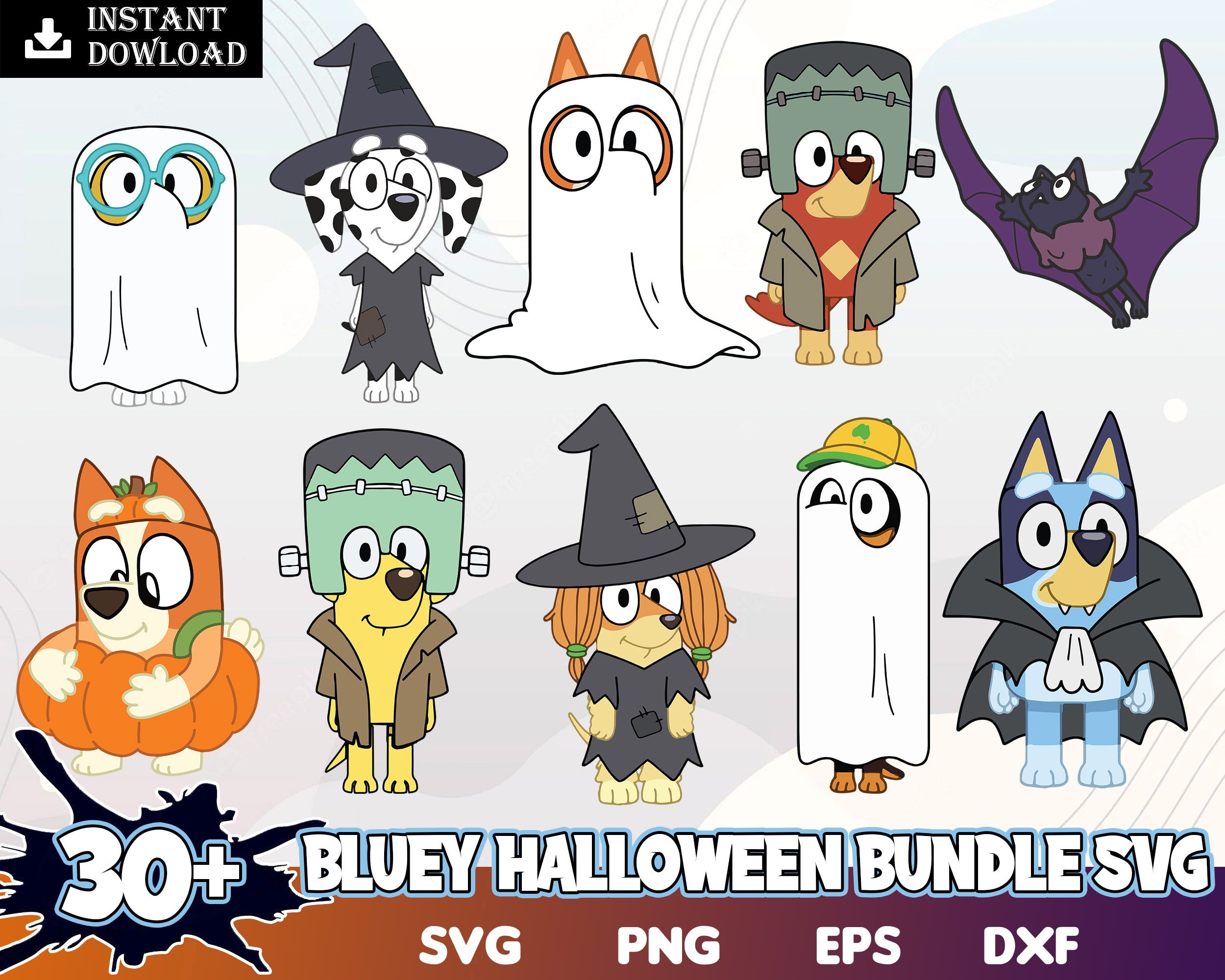 Halloween Bluey svg, Bluey vector, bluey horror in 4 formats, bluey cu