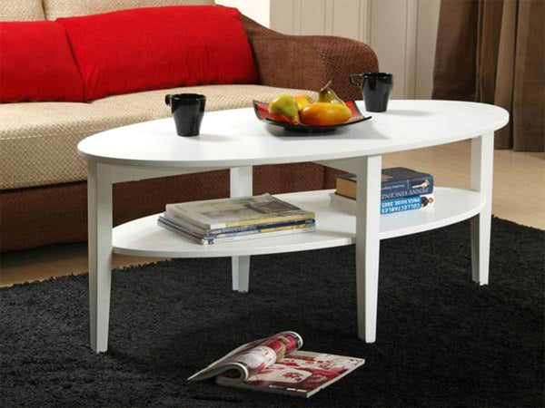 white oval end table