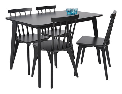scandinavian black wooden dining set